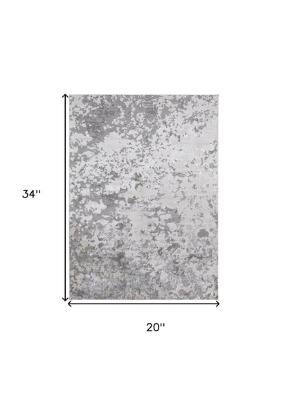 8' X 11' Silver Gray And White Abstract Stain Resistant Area Rug