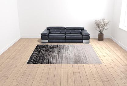 8' X 10' Black And Dark Gray Abstract Area Rug