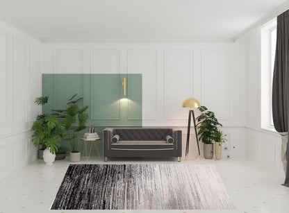 8' X 10' Black And Dark Gray Abstract Area Rug