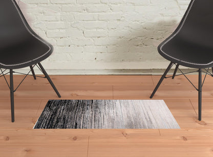 8' X 10' Black And Dark Gray Abstract Area Rug