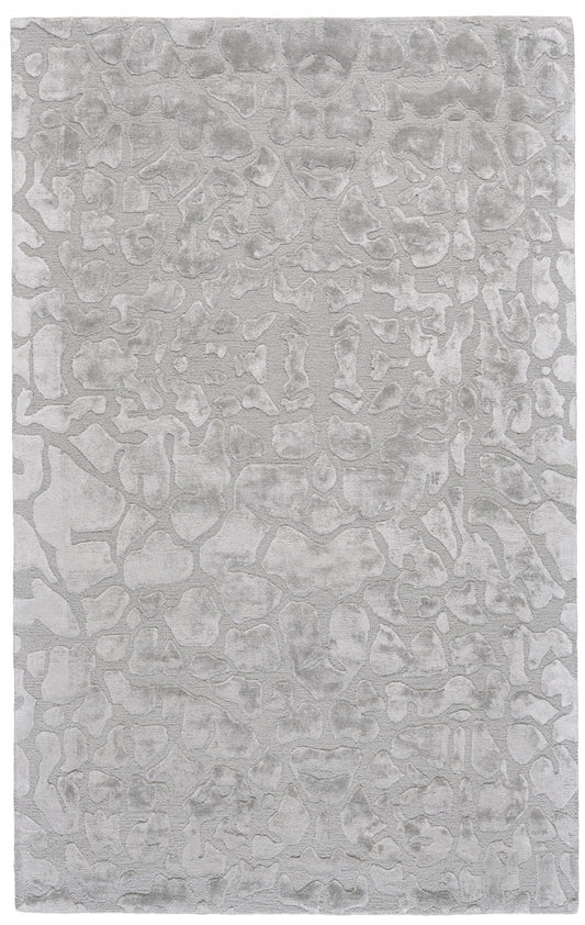 5' X 8' Gray And Silver Abstract Tufted Handmade Area Rug