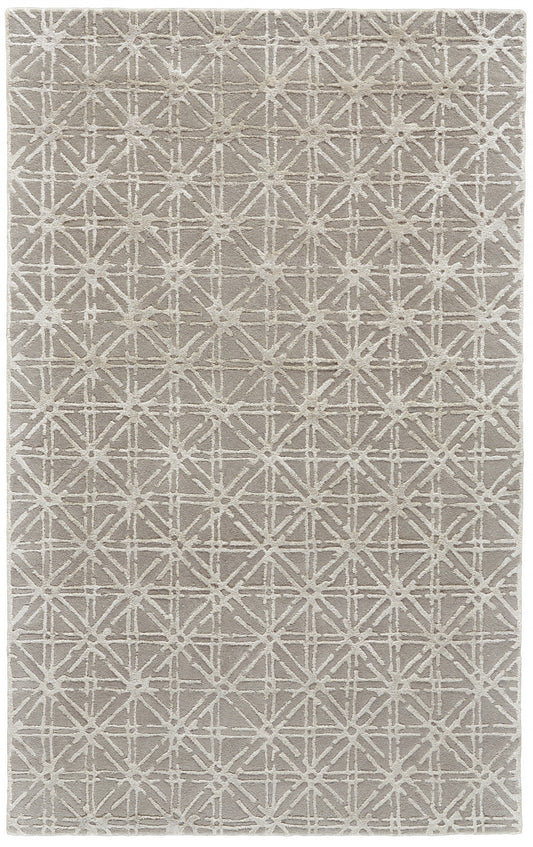2' X 3' Gray And Silver Wool Abstract Tufted Handmade Area Rug