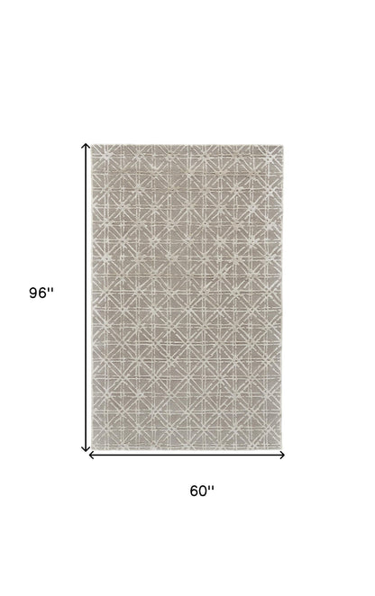 2' X 3' Gray And Silver Wool Abstract Tufted Handmade Area Rug