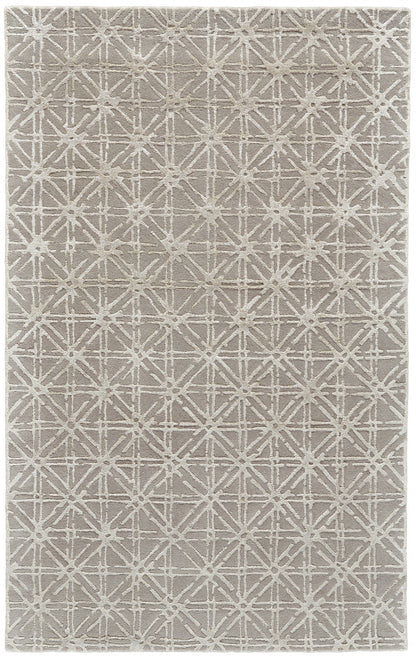 2' X 3' Gray And Silver Wool Abstract Tufted Handmade Area Rug