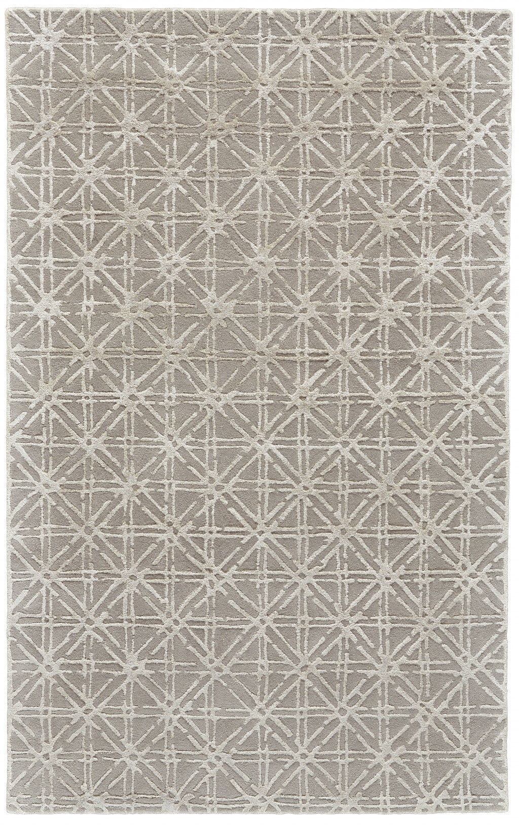 2' X 3' Gray And Silver Wool Abstract Tufted Handmade Area Rug