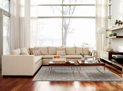 2' X 3' Gray And Silver Wool Abstract Tufted Handmade Area Rug