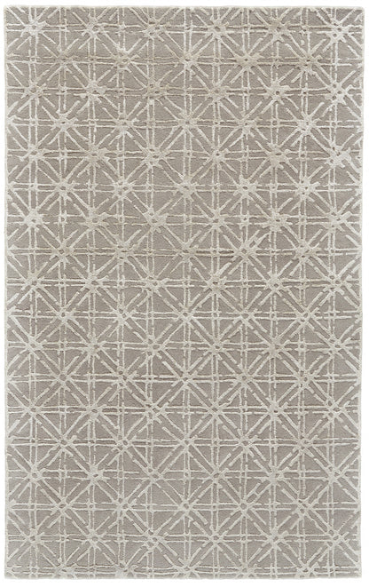2' X 3' Gray And Silver Wool Abstract Tufted Handmade Area Rug