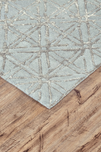 2' X 3' Gray And Silver Wool Abstract Tufted Handmade Area Rug