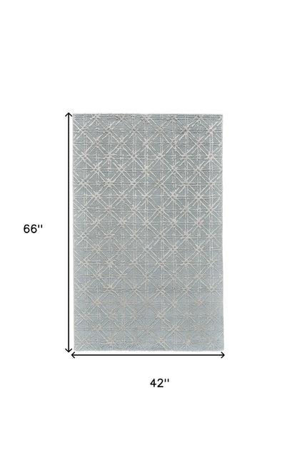 2' X 3' Gray And Silver Wool Abstract Tufted Handmade Area Rug