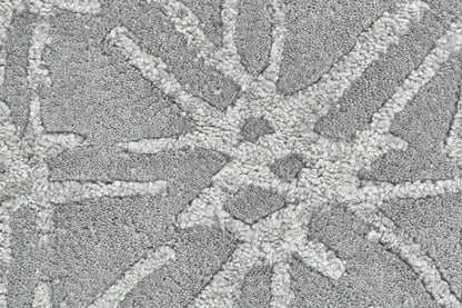 2' X 3' Gray And Silver Wool Abstract Tufted Handmade Area Rug