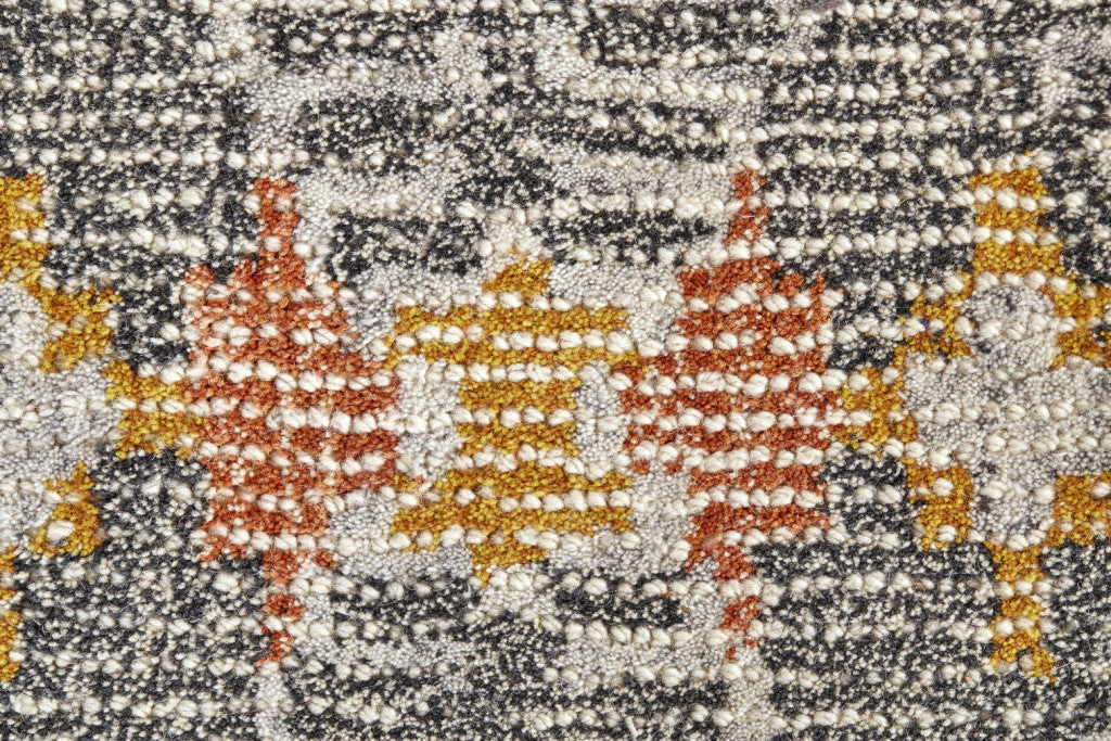 4' X 6' Gray Ivory And Orange Wool Geometric Tufted Handmade Area Rug