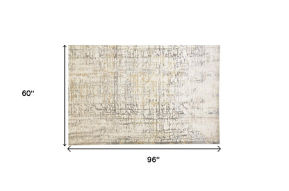 2' X 3' Gold Ivory And Gray Abstract Stain Resistant Area Rug