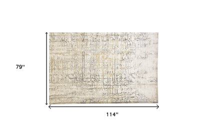 2' X 3' Gold Ivory And Gray Abstract Stain Resistant Area Rug