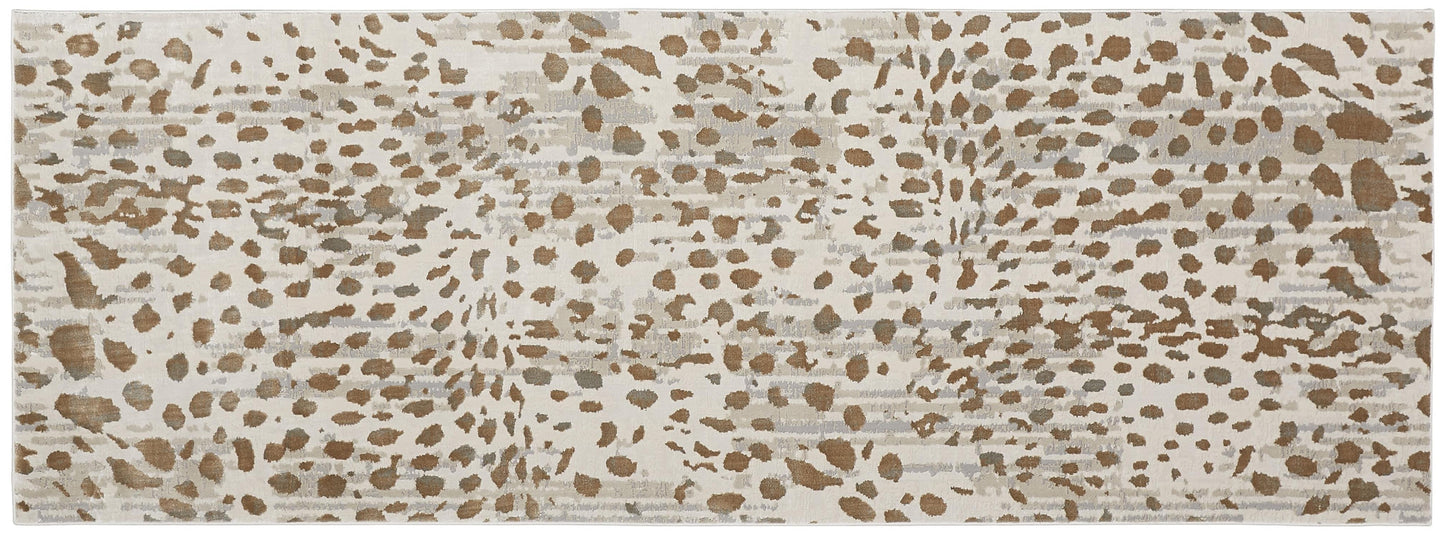 5' X 8' Brown And Ivory Abstract Stain Resistant Area Rug