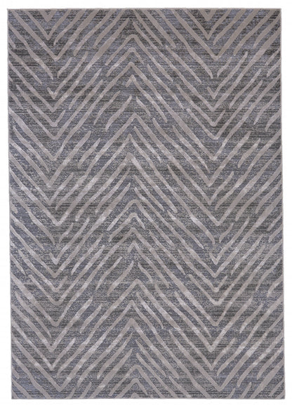 5' X 8' Gray Abstract Stain Resistant Area Rug