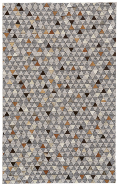 5' X 8' Gray Ivory And Brown Geometric Hand Woven Area Rug