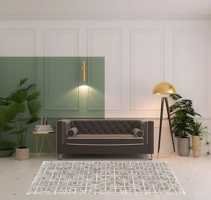 8' X 11' Gray Ivory And Brown Geometric Hand Woven Area Rug