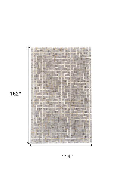 8' X 11' Gray Ivory And Brown Geometric Hand Woven Area Rug