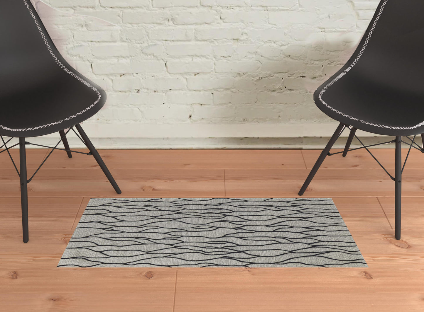 5' X 8' Taupe Black And Gray Wool Abstract Tufted Handmade Stain Resistant Area Rug