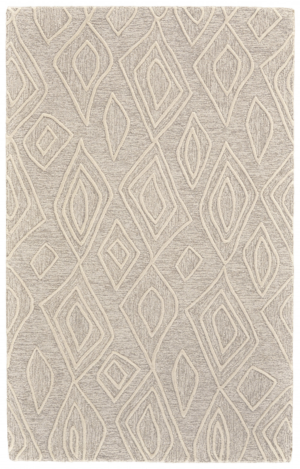 4' X 6' Tan And Ivory Wool Geometric Tufted Handmade Stain Resistant Area Rug
