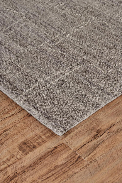 5' X 8' Gray Taupe And Ivory Abstract Hand Woven Area Rug