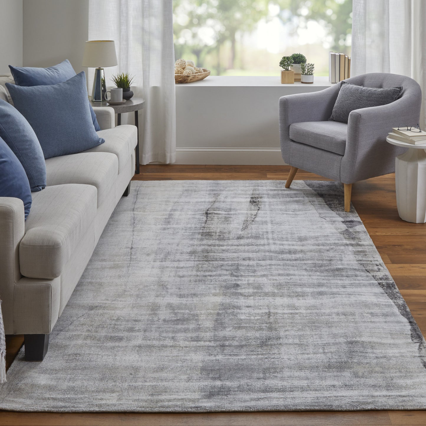 8' X 10' Gray Taupe And Ivory Abstract Hand Woven Area Rug