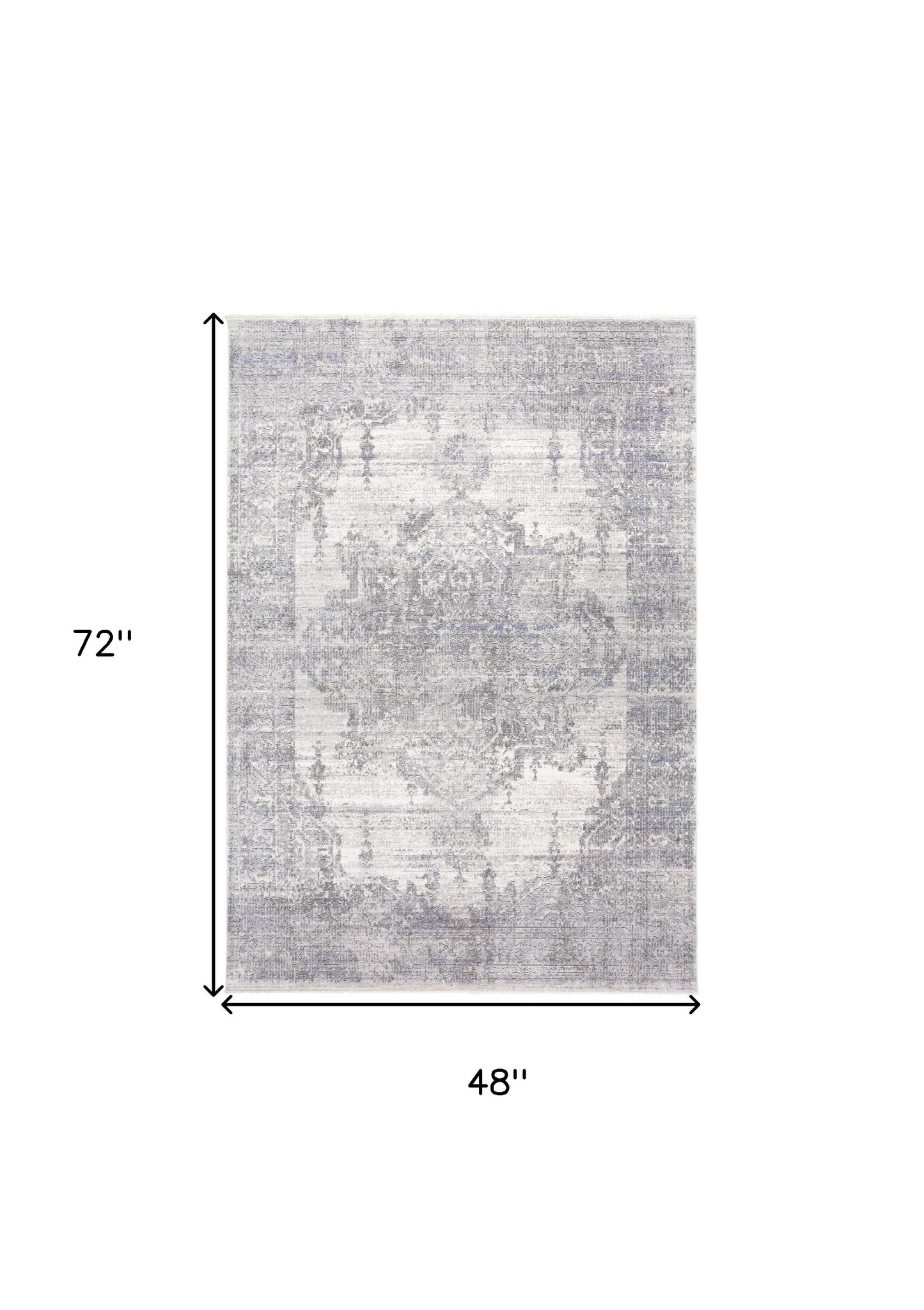 3' X 5' Gray Ivory And Taupe Abstract Distressed Area Rug With Fringe