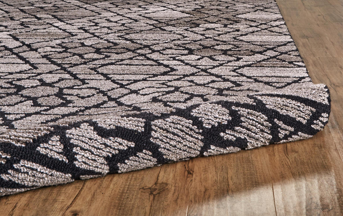 4' X 6' Taupe Black And Gray Wool Paisley Tufted Handmade Area Rug