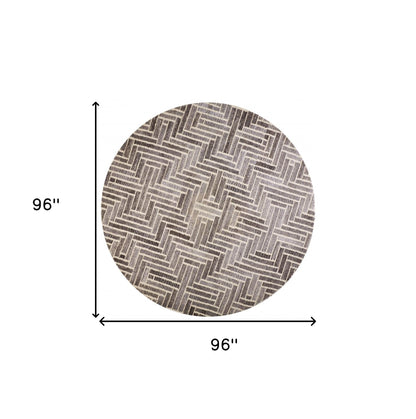 8' X 10' Taupe Gray And Tan Wool Geometric Tufted Handmade Area Rug