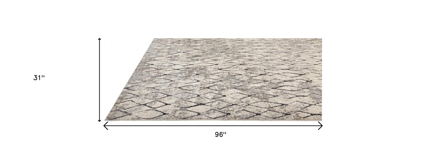4' X 6' Ivory Gray And Taupe Abstract Stain Resistant Area Rug