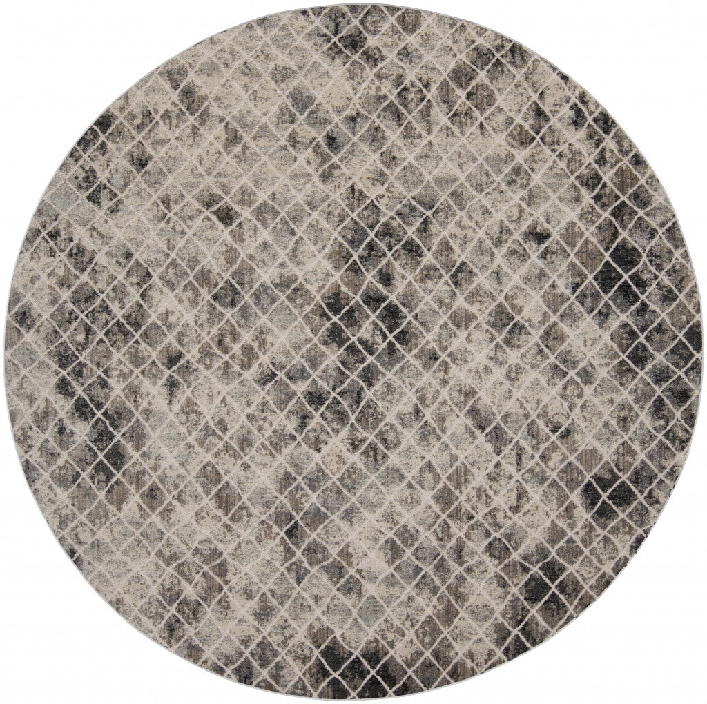 7' X 10' Ivory Gray And Taupe Abstract Stain Resistant Area Rug