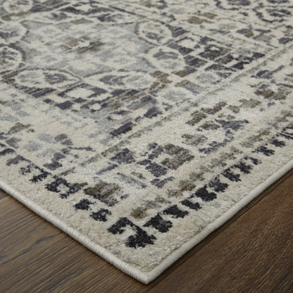 4' X 6' Ivory Taupe And Gray Abstract Stain Resistant Area Rug