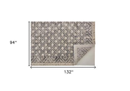 4' X 6' Ivory Black And Taupe Abstract Stain Resistant Area Rug