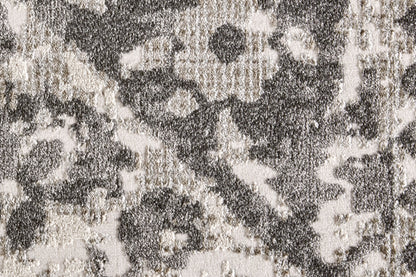 8' X 11' Gray Ivory And Silver Abstract Stain Resistant Area Rug