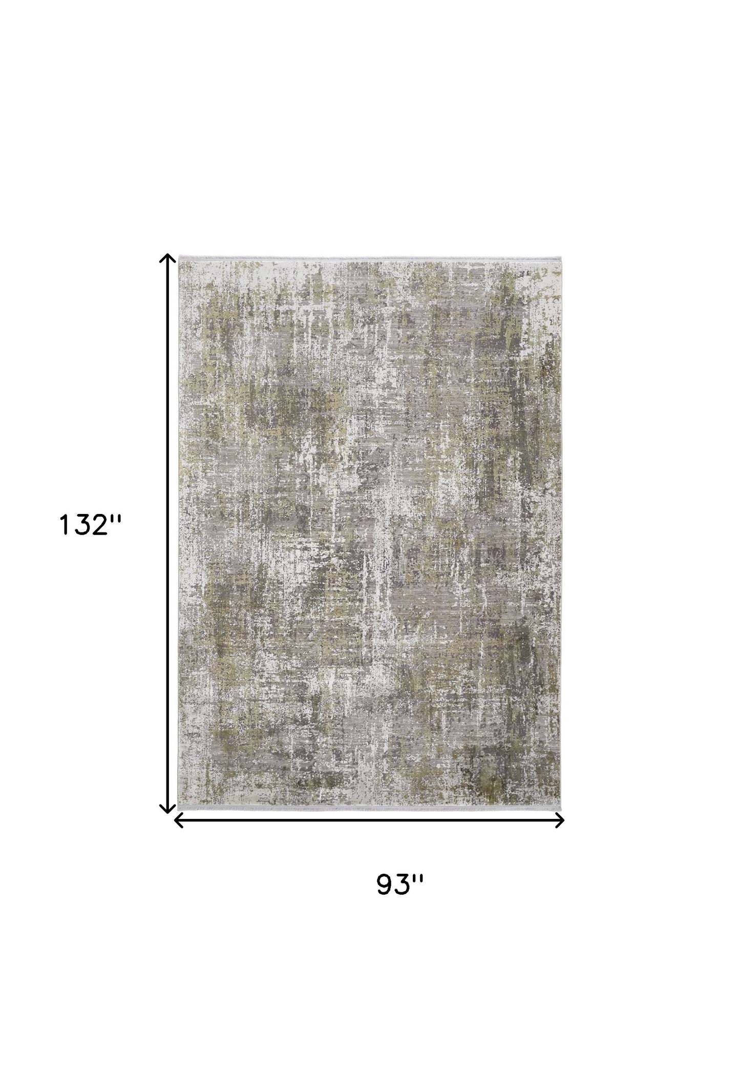 5' X 8' Green Gray And Ivory Abstract Area Rug With Fringe