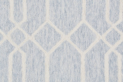 8' X 10' Blue And Ivory Wool Geometric Tufted Handmade Stain Resistant Area Rug
