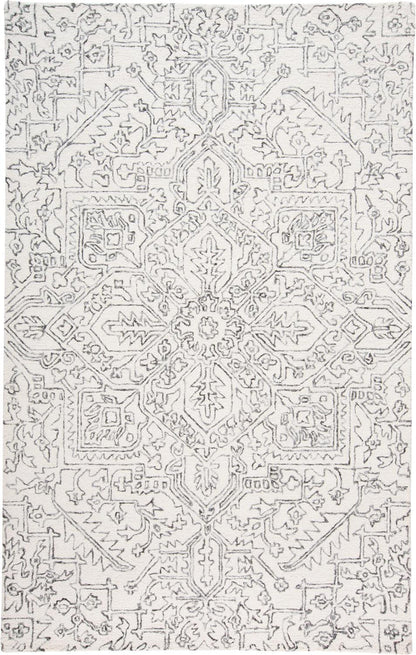 5' X 8' Ivory And Brown Wool Floral Tufted Handmade Stain Resistant Area Rug