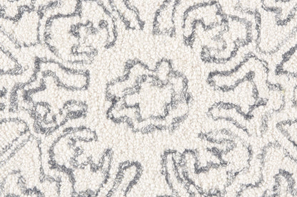 5' X 8' Ivory And Brown Wool Floral Tufted Handmade Stain Resistant Area Rug