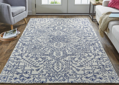 5' X 8' Ivory And Brown Wool Floral Tufted Handmade Stain Resistant Area Rug