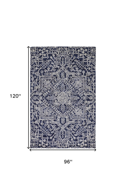 5' X 8' Ivory And Brown Wool Floral Tufted Handmade Stain Resistant Area Rug