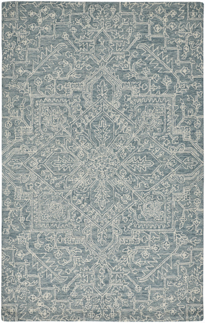 5' X 8' Ivory And Brown Wool Floral Tufted Handmade Stain Resistant Area Rug
