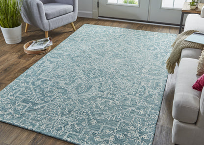 5' X 8' Ivory And Brown Wool Floral Tufted Handmade Stain Resistant Area Rug