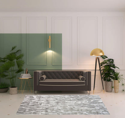 4' X 6' Gray Taupe And Silver Abstract Tufted Handmade Area Rug