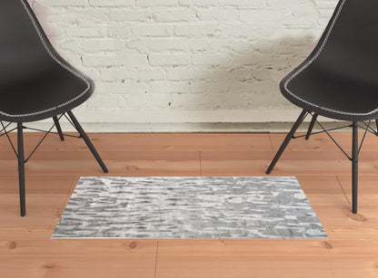 4' X 6' Gray Taupe And Silver Abstract Tufted Handmade Area Rug