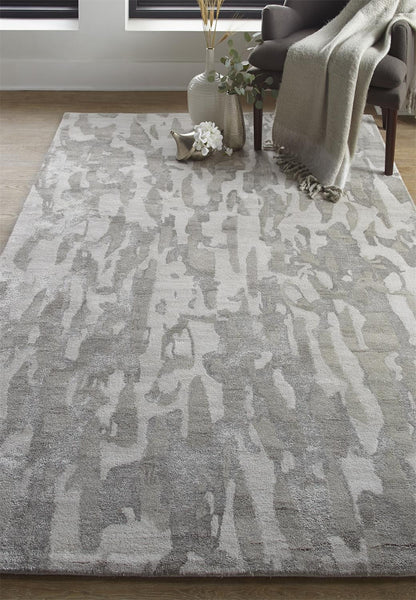 4' X 6' Gray Taupe And Silver Abstract Tufted Handmade Area Rug