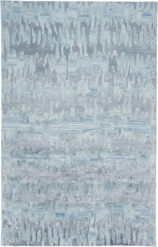 4' X 6' Blue Green And Gray Abstract Tufted Handmade Area Rug