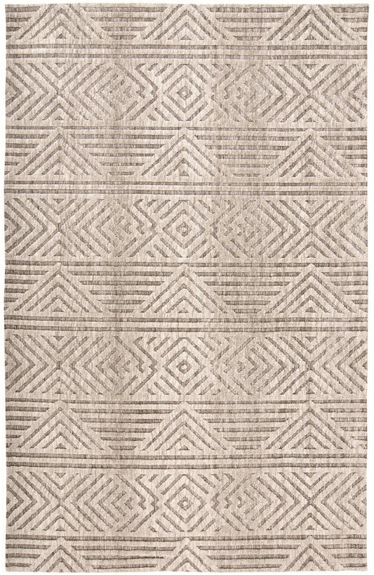 4' X 6' Tan Ivory And Brown Geometric Stain Resistant Area Rug