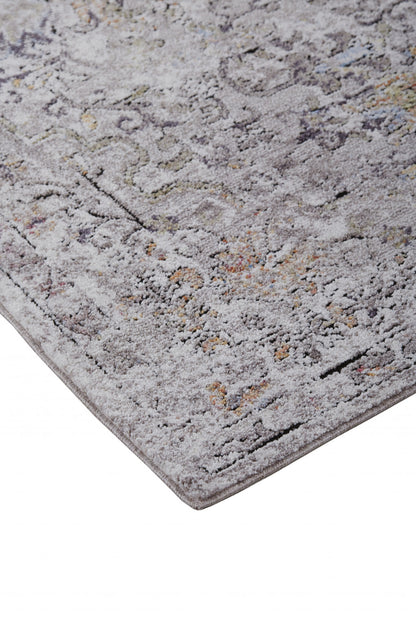 4' X 6' Gray Taupe And Yellow Abstract Stain Resistant Area Rug