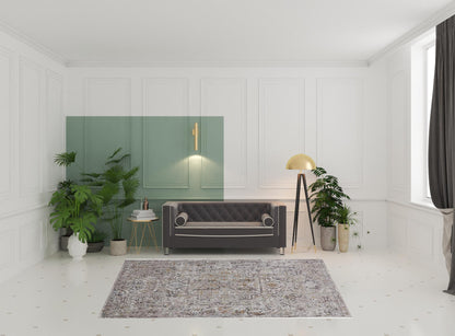 4' X 6' Gray Taupe And Yellow Abstract Stain Resistant Area Rug