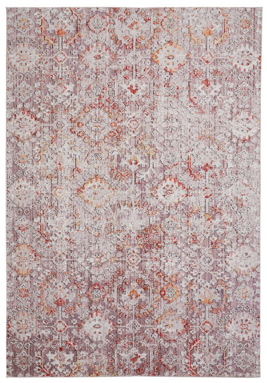 4' X 6' Pink Ivory And Gray Abstract Stain Resistant Area Rug